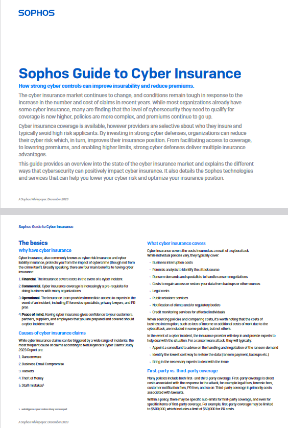 Sophos Guide to Cyber Insurance